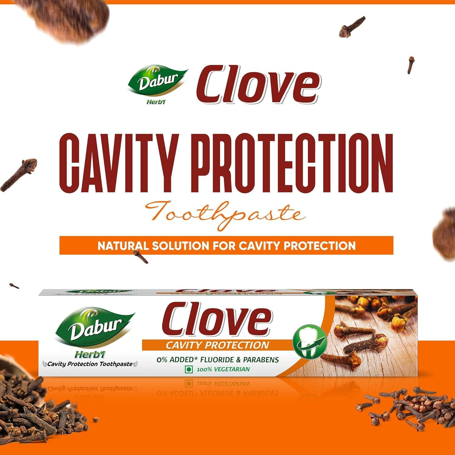 Image of Dabur Herb'l Clove Cavity Protection No added Fluoride Fights Bacteria & Relieve Pain Toothpaste