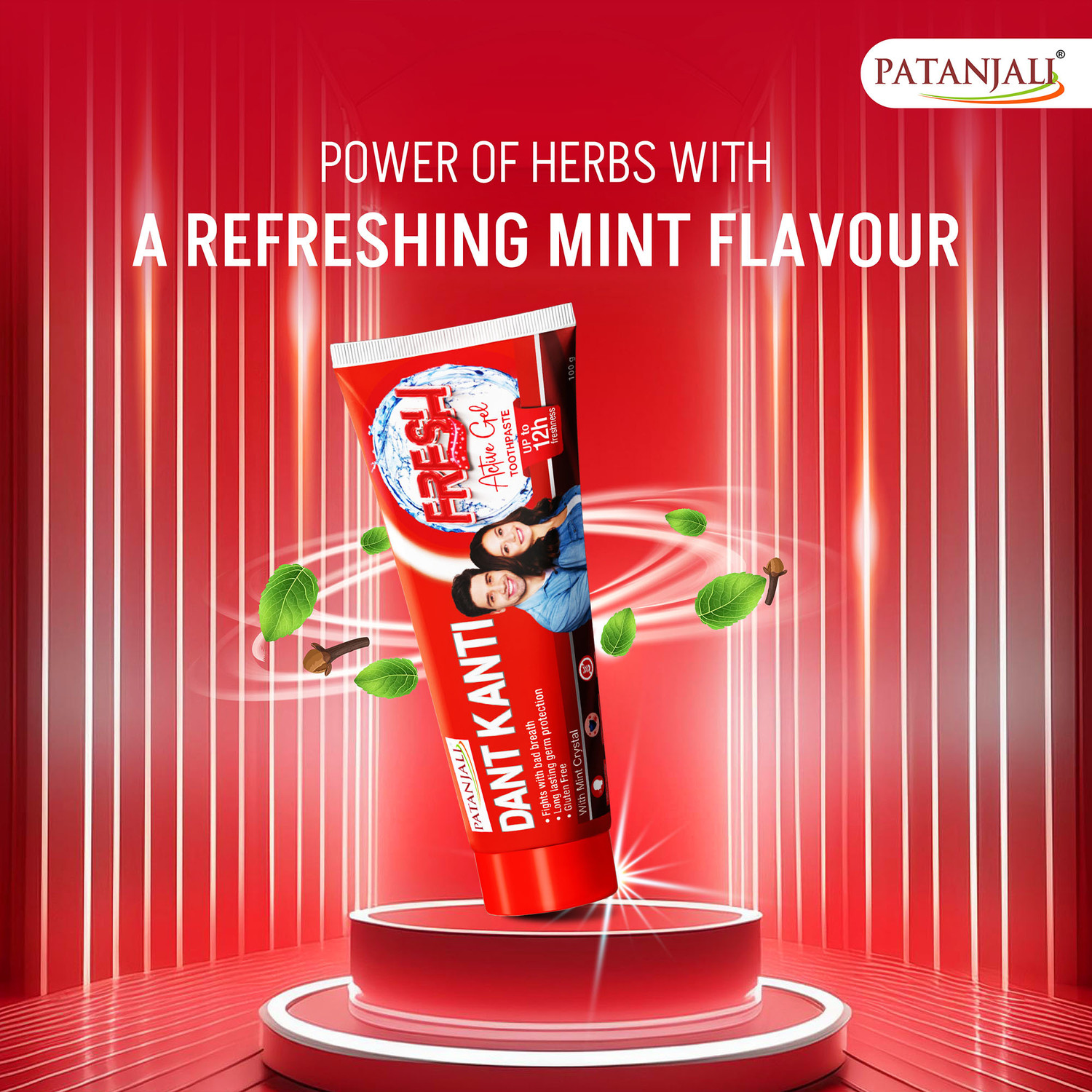 Image of PATANJALI Dant Kanti Fresh Active Gel Toothpaste with Mint Crystal Toothpaste (300 g)