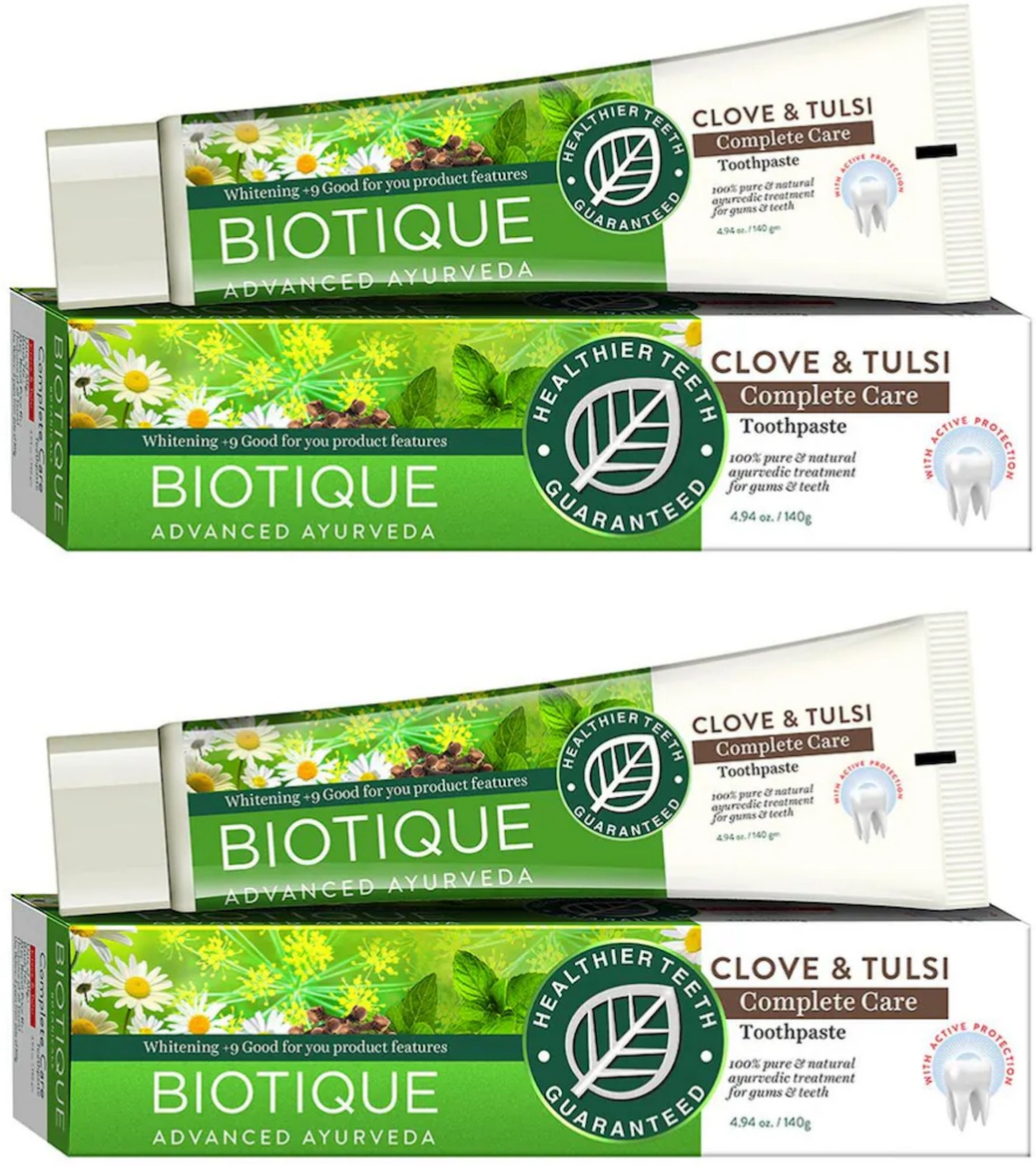 Image of BIOTIQUE CLOVE & TULSI COMPLETE CARE TOOTHPASTE 140 G (Pack Of 2) Toothpaste