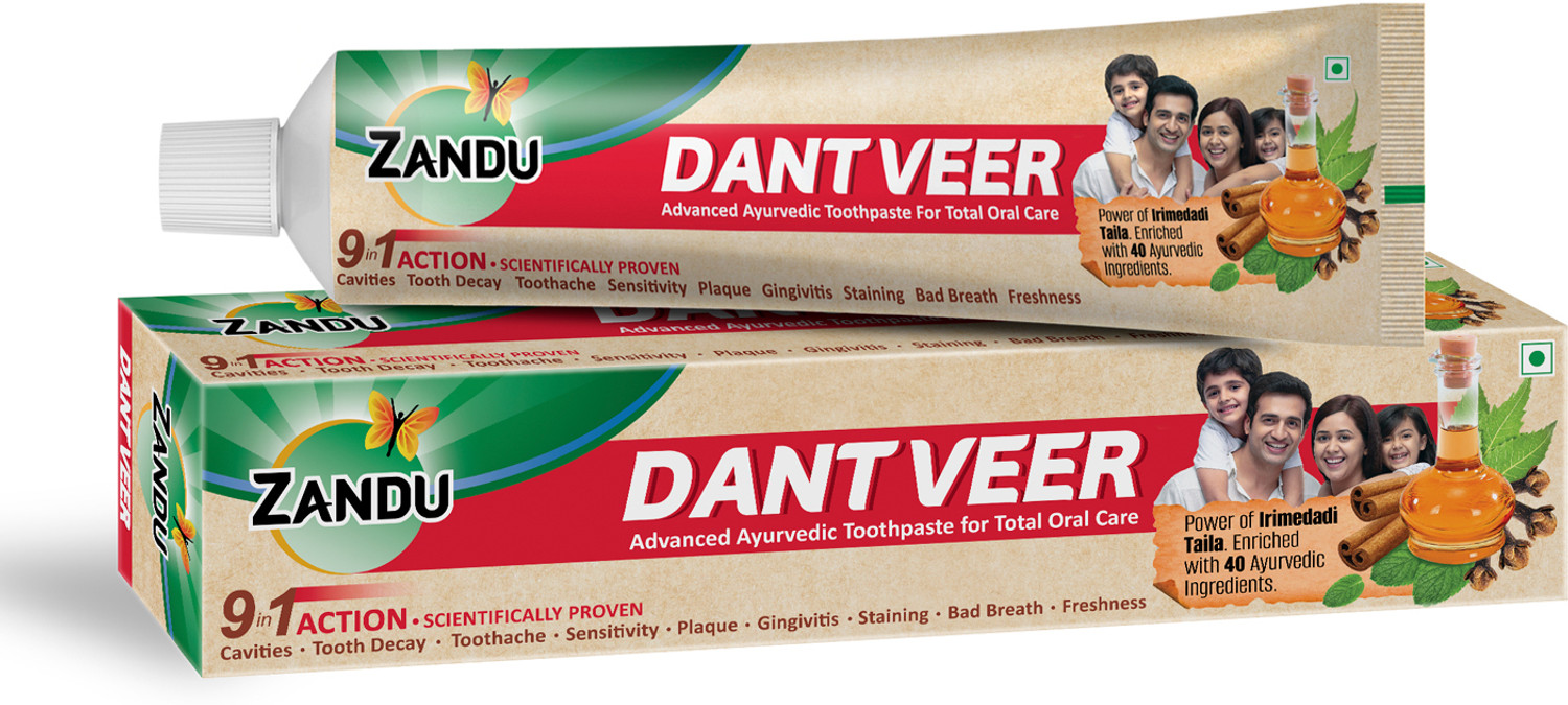 Image of ZANDU Dantveer, India's 1st toothpaste with Irimedadi oil, Fights 9 dental problems Toothpaste (200 g)