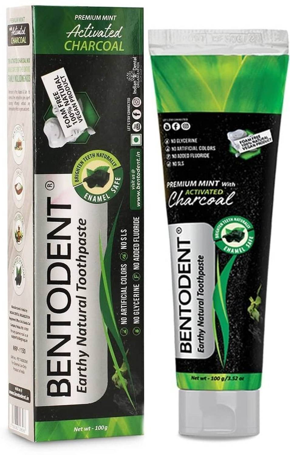 bentodent Charcoal Natural Teeth Whitening Toothpaste 100 g - Image 3