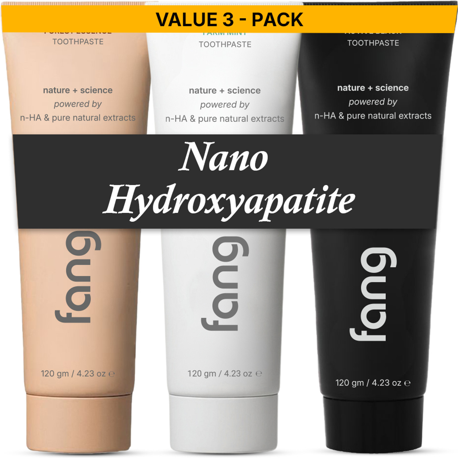 Image of Fang Farm Mint + Forest Essence + Active Black Combo Toothpaste (2 x 360g) Toothpaste