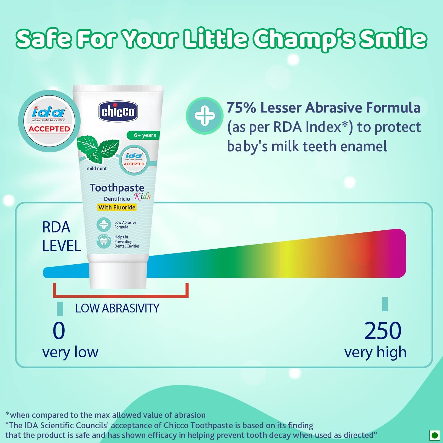 Image of Chicco Mild Mint Flavour 6Y+ Kids, Preservative Free Toothpaste (70 g)