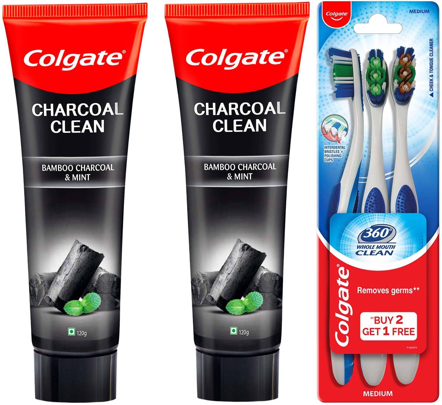 Colgate Charcoal Clean Toothpaste with 360 Whole Mouth Clean Soft