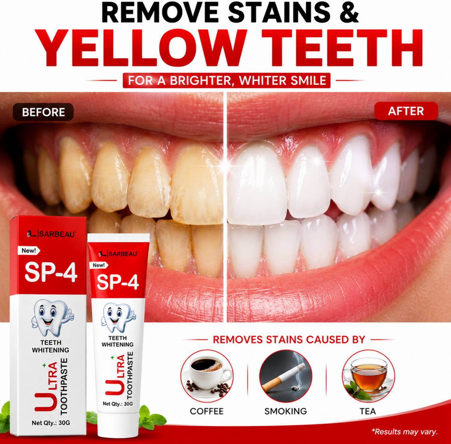 tobacco paste for teeth Sarbeau SP4 Herbal Teeth Whitening Paste for Tobacco StainsMVSEHH Toothpaste  - Buy Baby Care Products in India