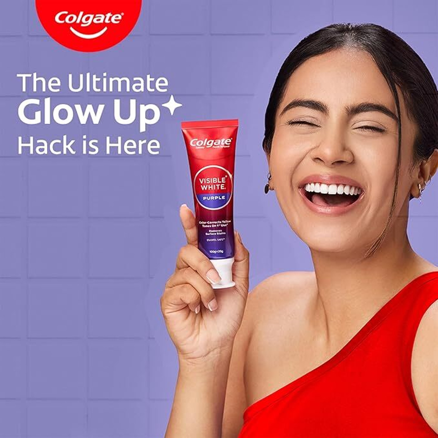 Image of Colgate Visible White Purple, with Fluoride Helps Remove Surface Stains, Enamel-Safe Toothpaste