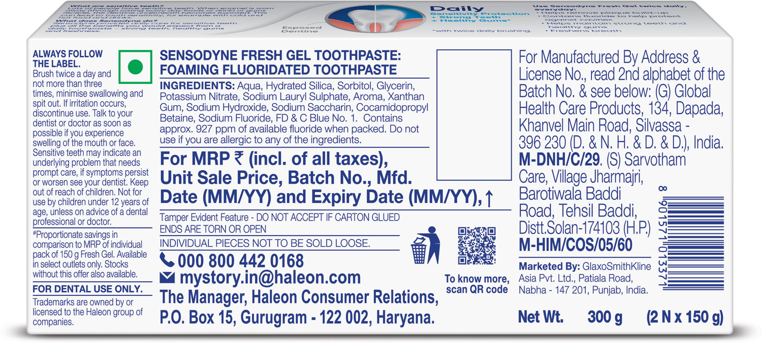 Image of SENSODYNE Fresh Gel Toothpaste Toothpaste