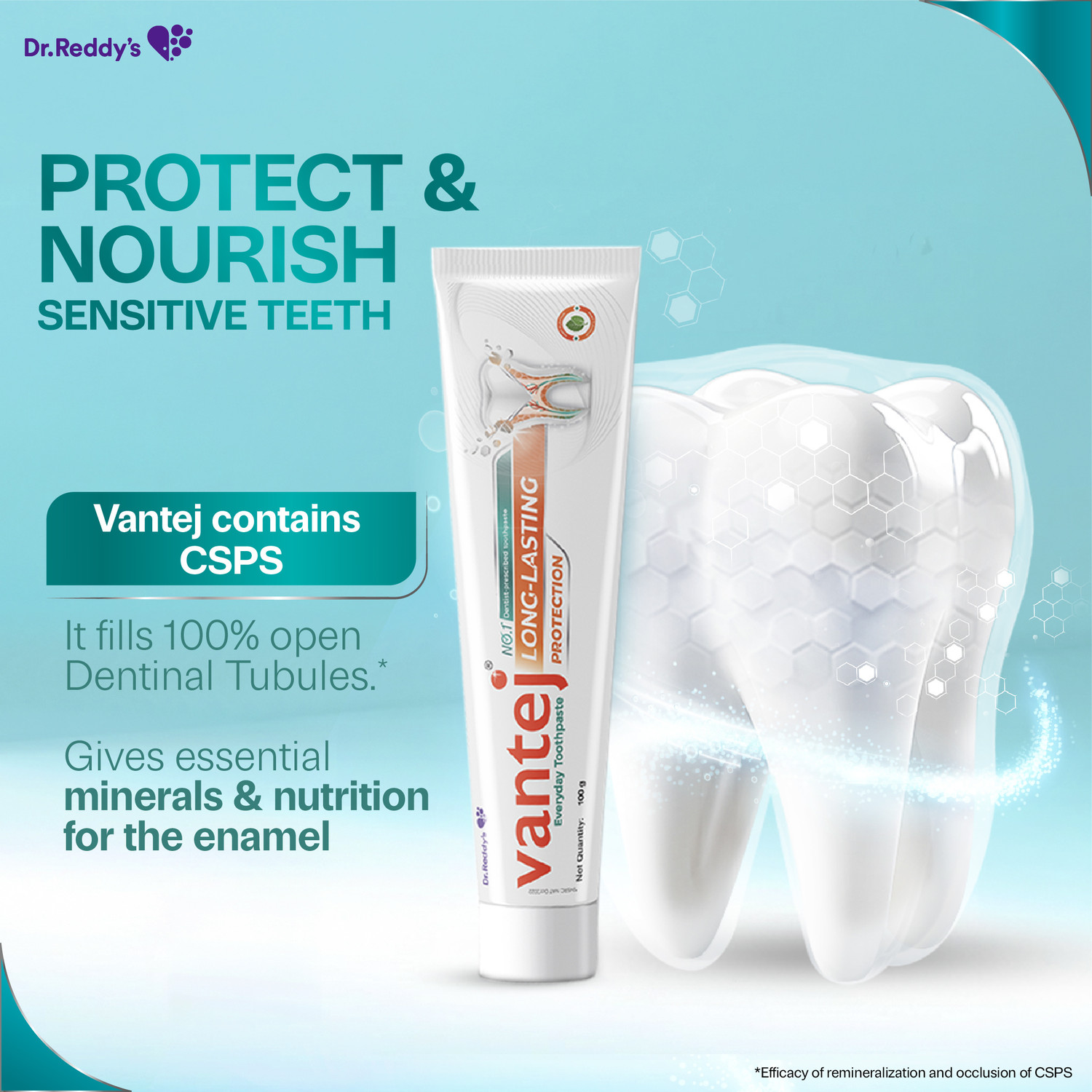 Image of Vantej Dr Reddy's Long Lasting Sensitivity Protection Toothpaste (50g x 2) Toothpaste