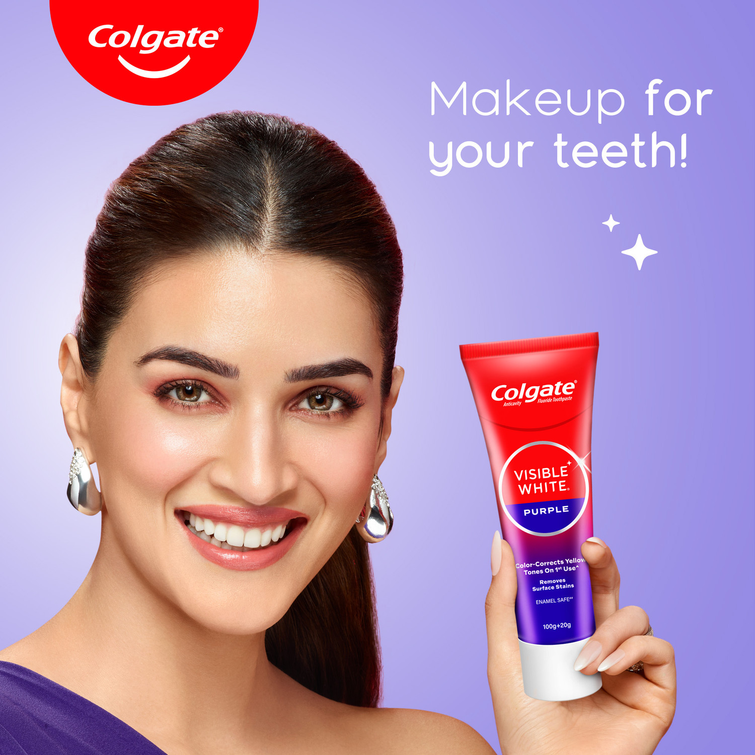 Image of Colgate Visible White Purple , Color-Corrects Yellow Tones on 1st Use and Toothbrush Toothpaste