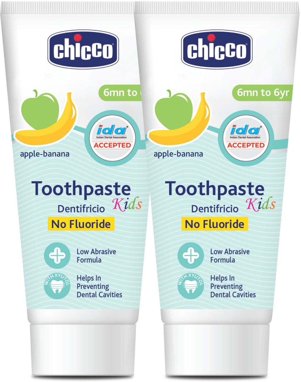 Image of Chicco Toothpaste Apple Banana 6M-6Y NOFL 50G 2P Toothpaste (100 g)