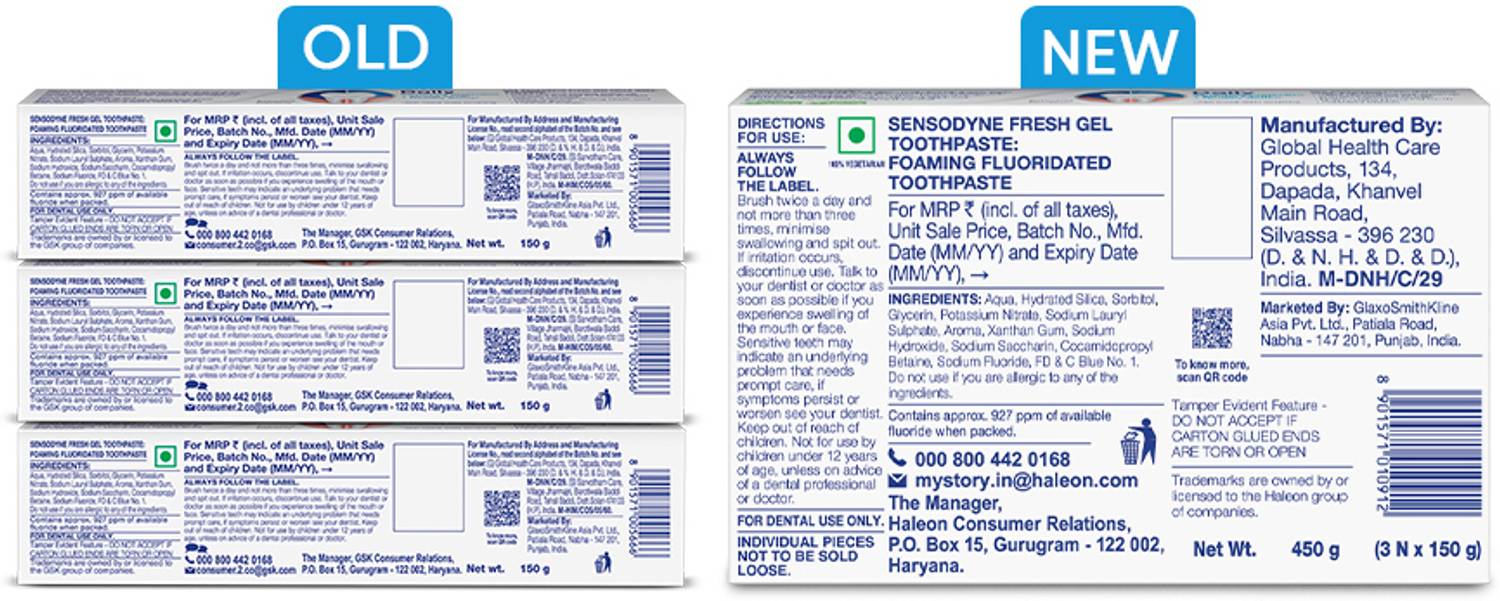 SENSODYNE Fresh Gel Daily Sensitive Protection Toothpaste 450 g - Image 4