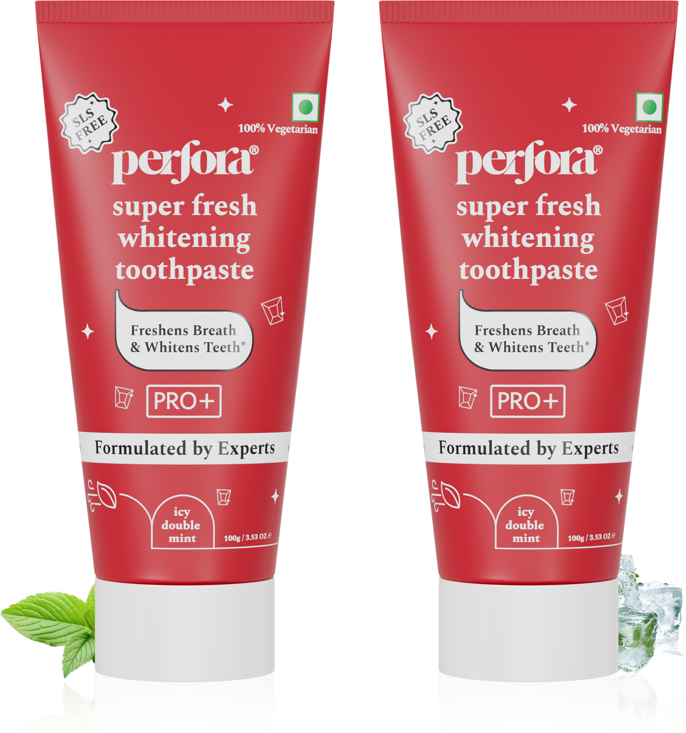 Image of Perfora Super Fresh Teeth Whitening & Active Freshness Toothpaste, SLS & Fluoride Free Toothpaste