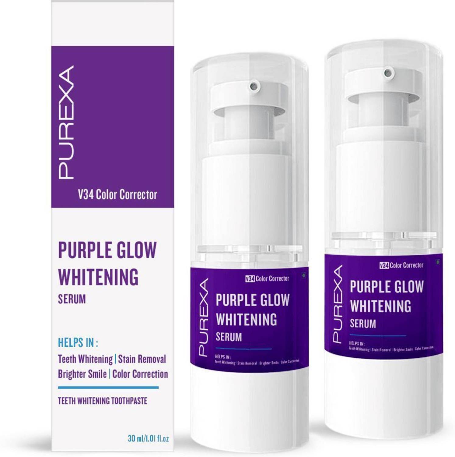 PUREXA Purple Teeth Whitening Toothpaste Serum Pack of 2 - Image 1