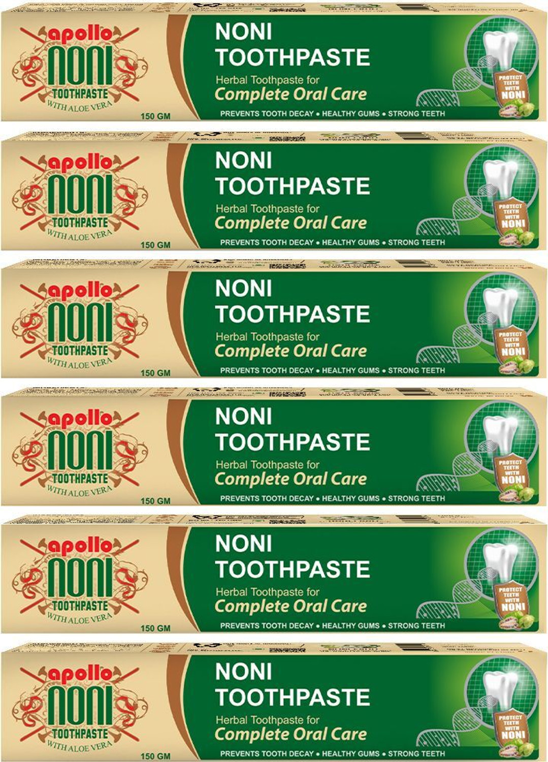 Image of Apollo Noni Toothpaste for Cavity Protection Herbal Toothpaste Toothpaste Pack of 6) Toothpaste