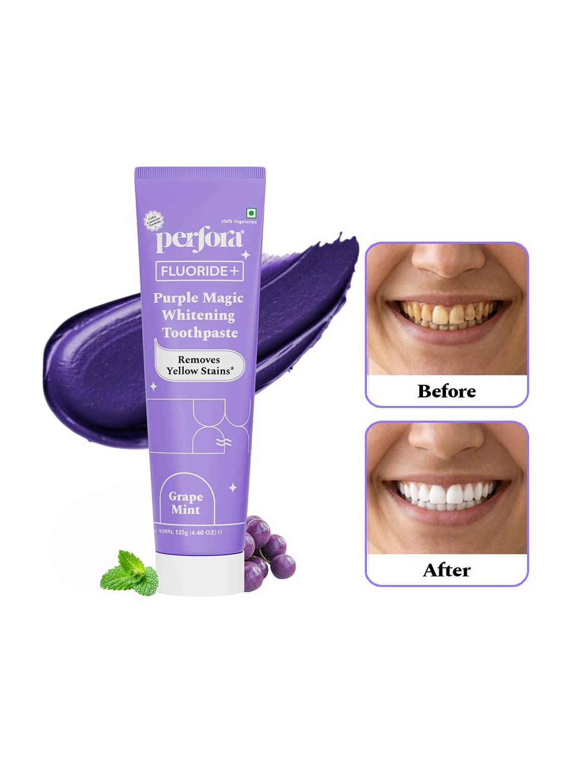 Perfora Purple Whitening Toothpaste, SLS Free - Image 1