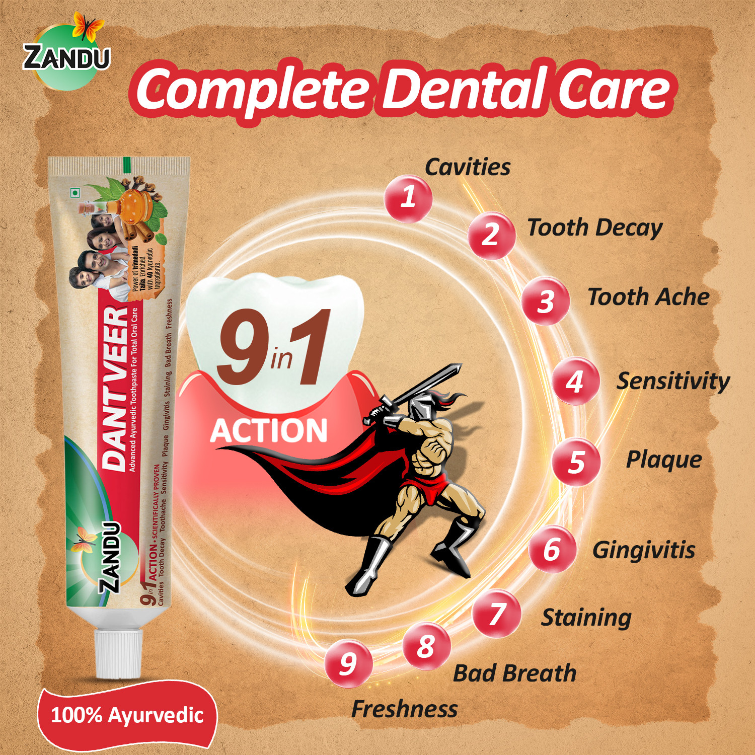 Image of ZANDU Dantveer Irimedadi Oil 9-in-1 Protection Toothpaste (600 g)