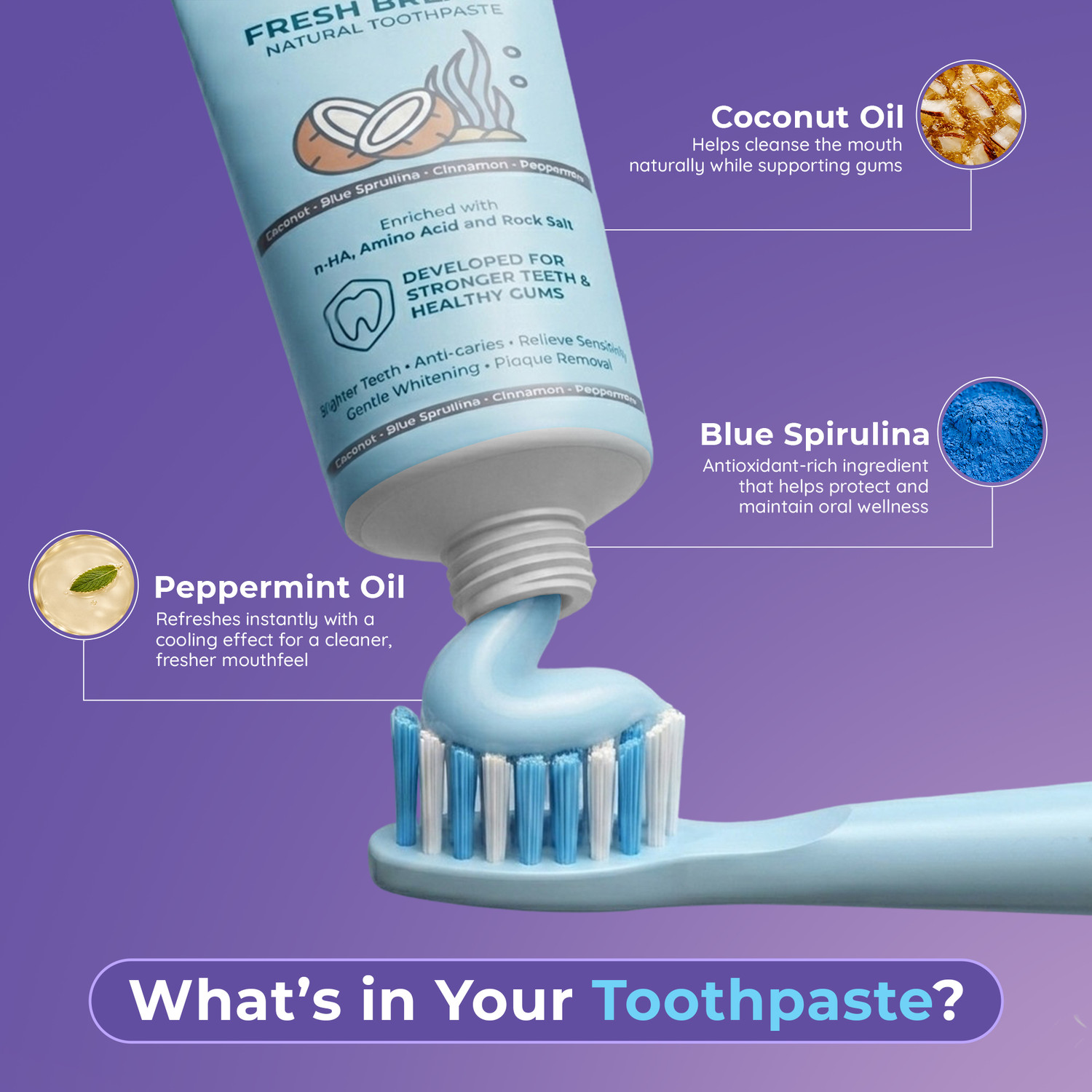Image of ORACURA Natural Toothpaste for Fresh Breath (Coconut) | Developed for Stronger Teeth Toothpaste
