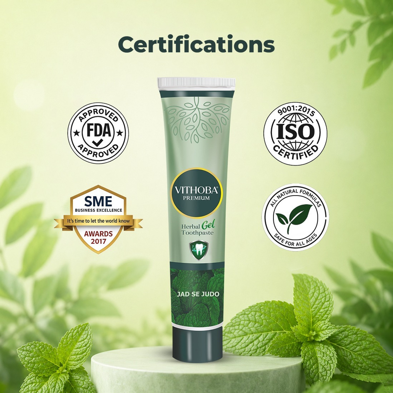 Image of Vithoba Premium Toothpaste 80g 4pack for Complete Oral Care | Herbal Toothpaste