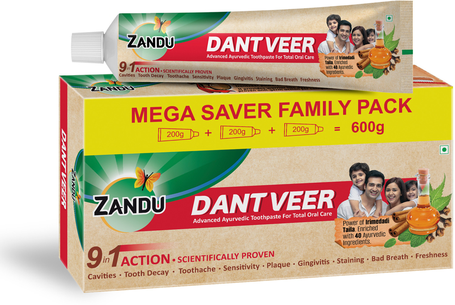 Image of ZANDU Dantveer Irimedadi Oil 9-in-1 Protection Toothpaste (600 g)