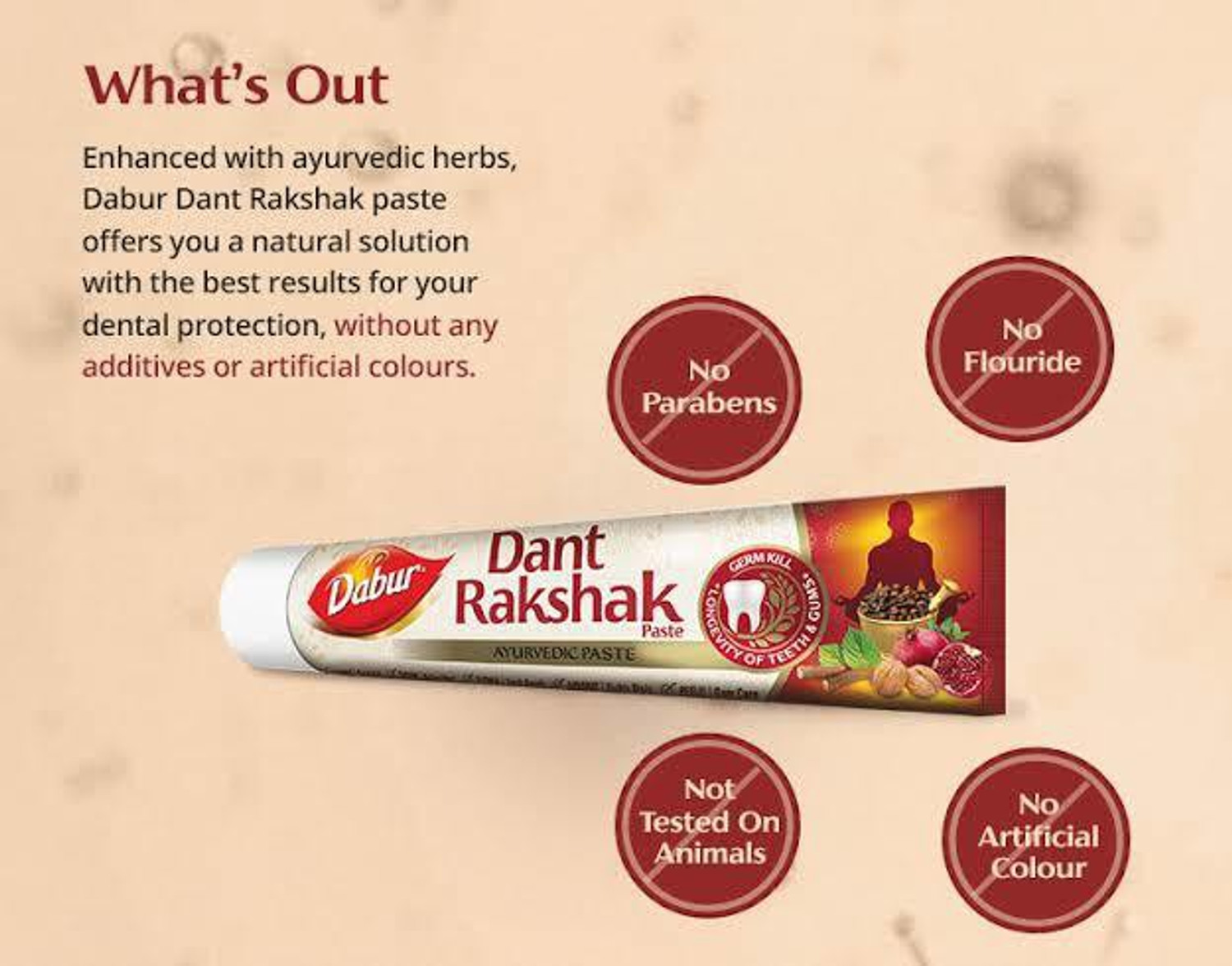 Image of Dabur Dant Rakshak Ayurvedic Paste Toothpaste ## Pack Of (175G) Toothpaste