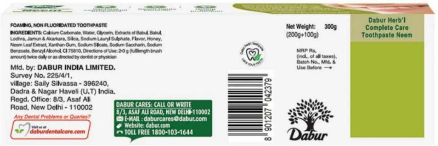 Image of Dabur Herbal Neem Complete Care Germ Protection Toothpaste 300gm 2pc Toothpaste