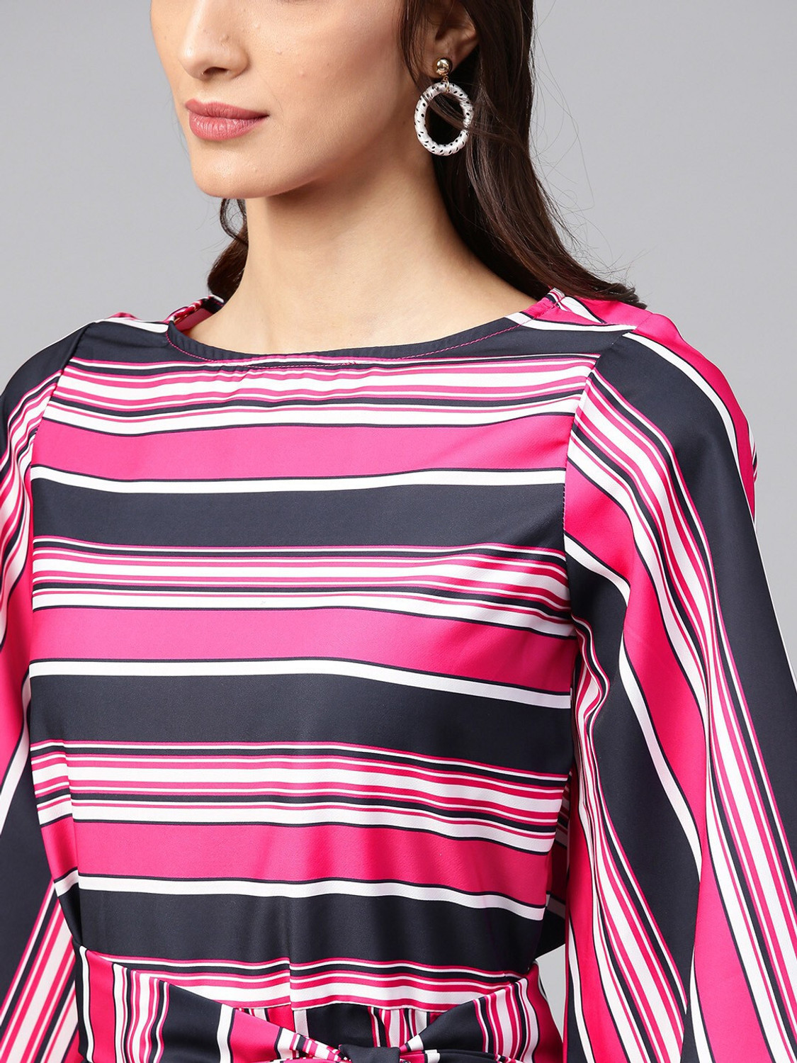 Image of ZIMA LETO Casual 3 /4 Sleeve Striped Women Multicolor Top