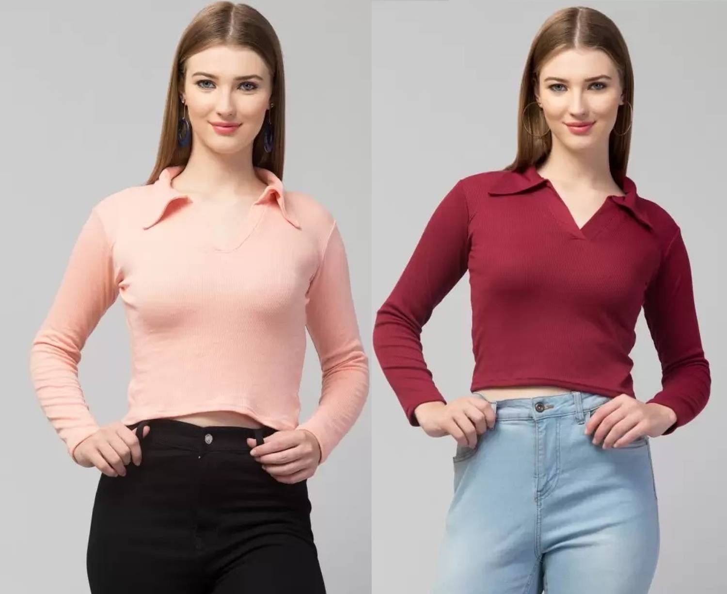 GLADLY Casual Solid Women Pink, Maroon Top