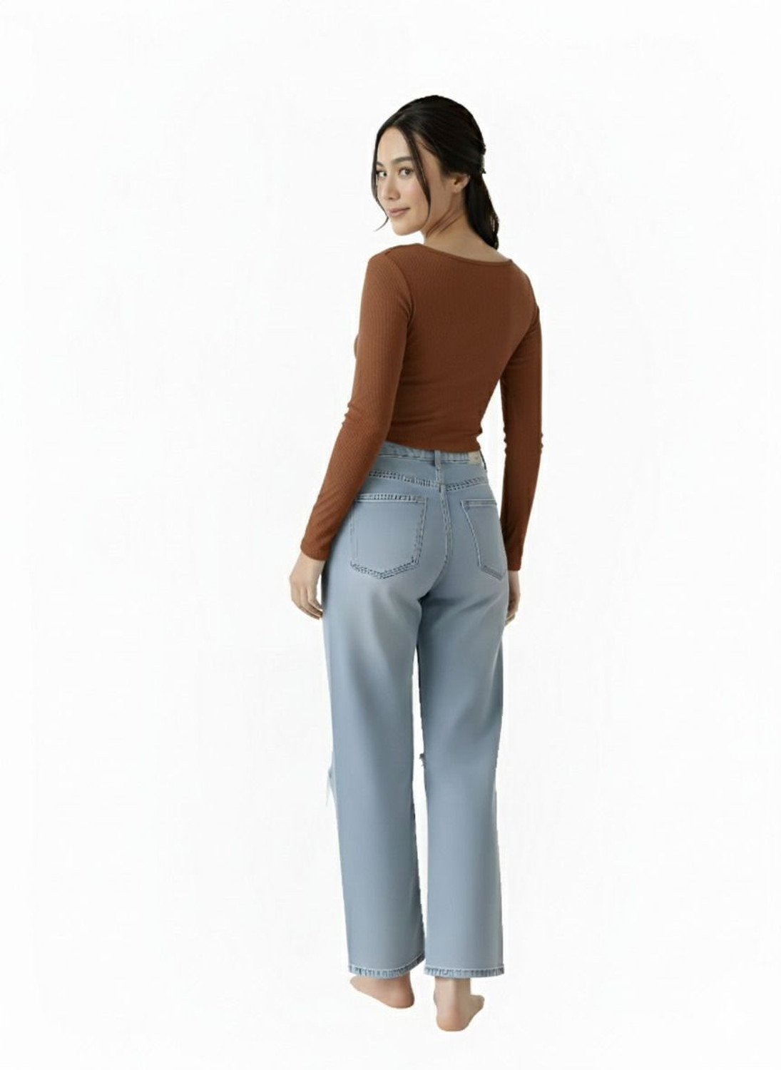 Image of SUGARCANNE Casual Striped Women Brown Top