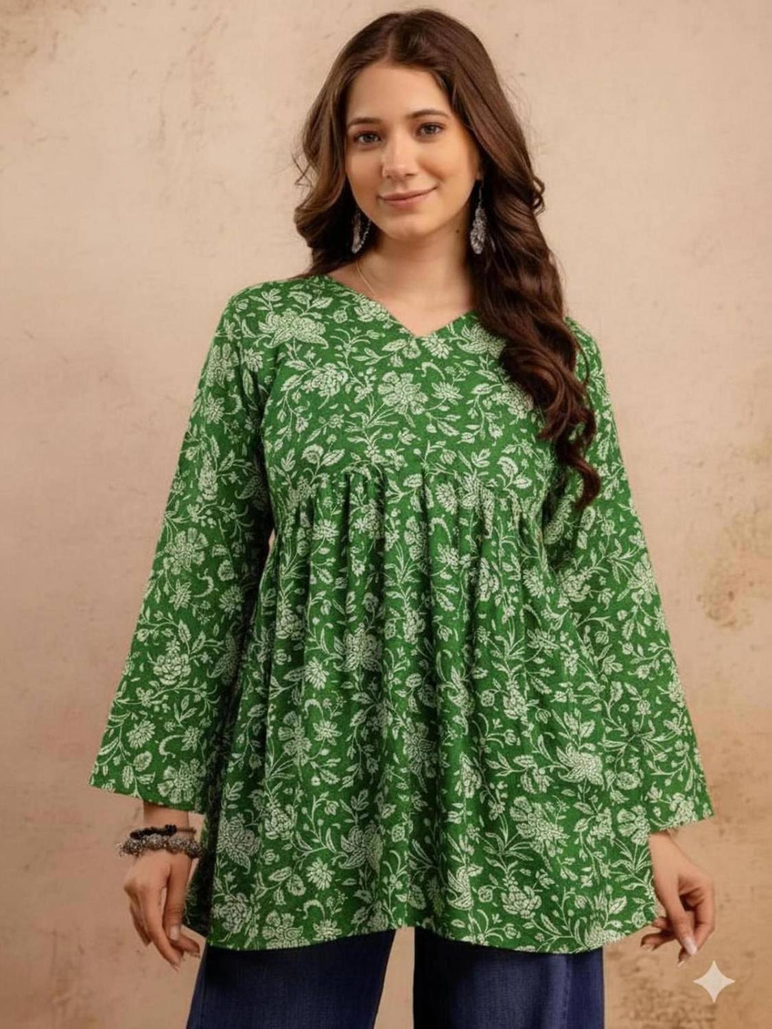 Chroma Style Casual Solid Women Green Top
