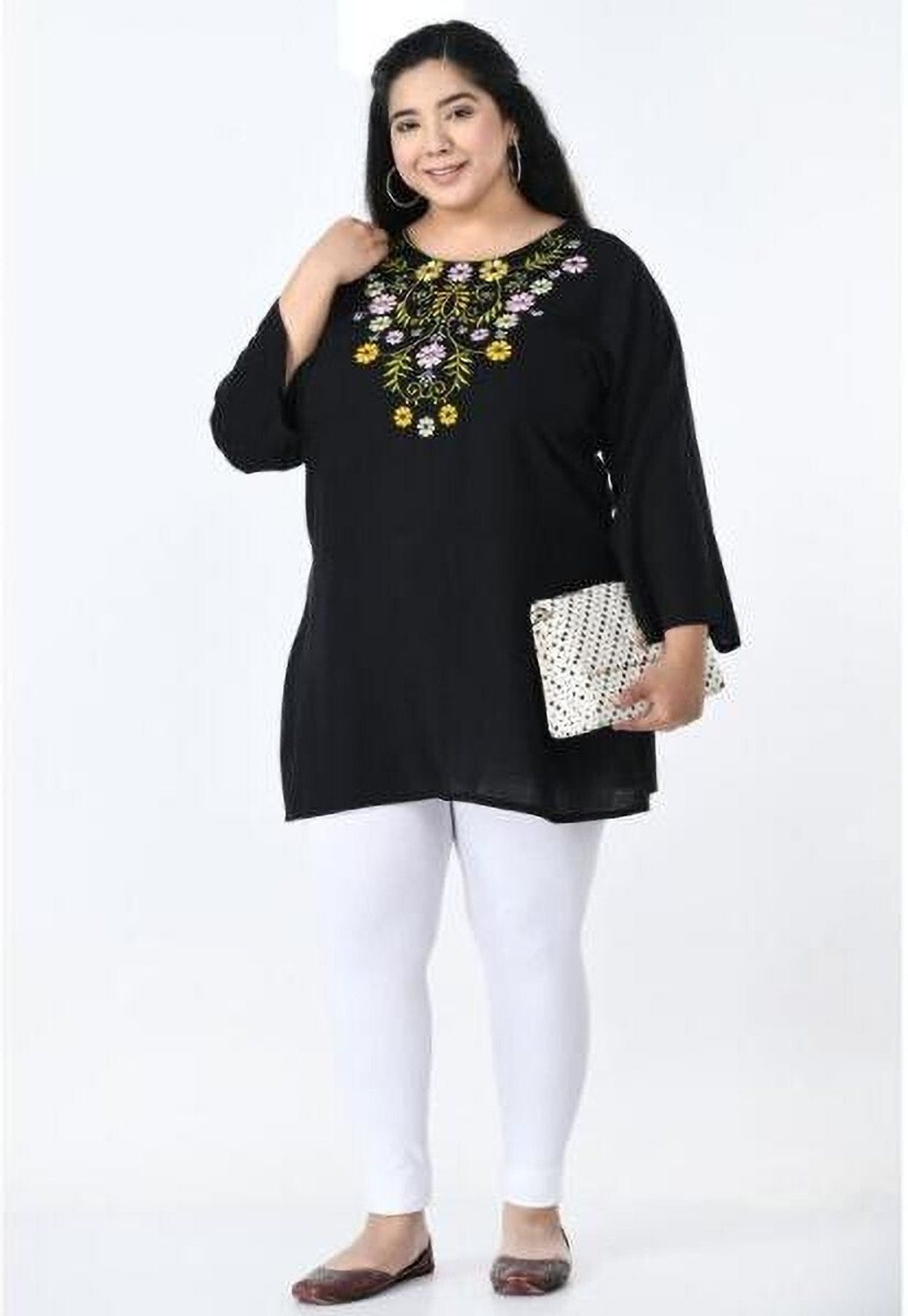 Image of VAAMII Casual Embroidered Women Black Top