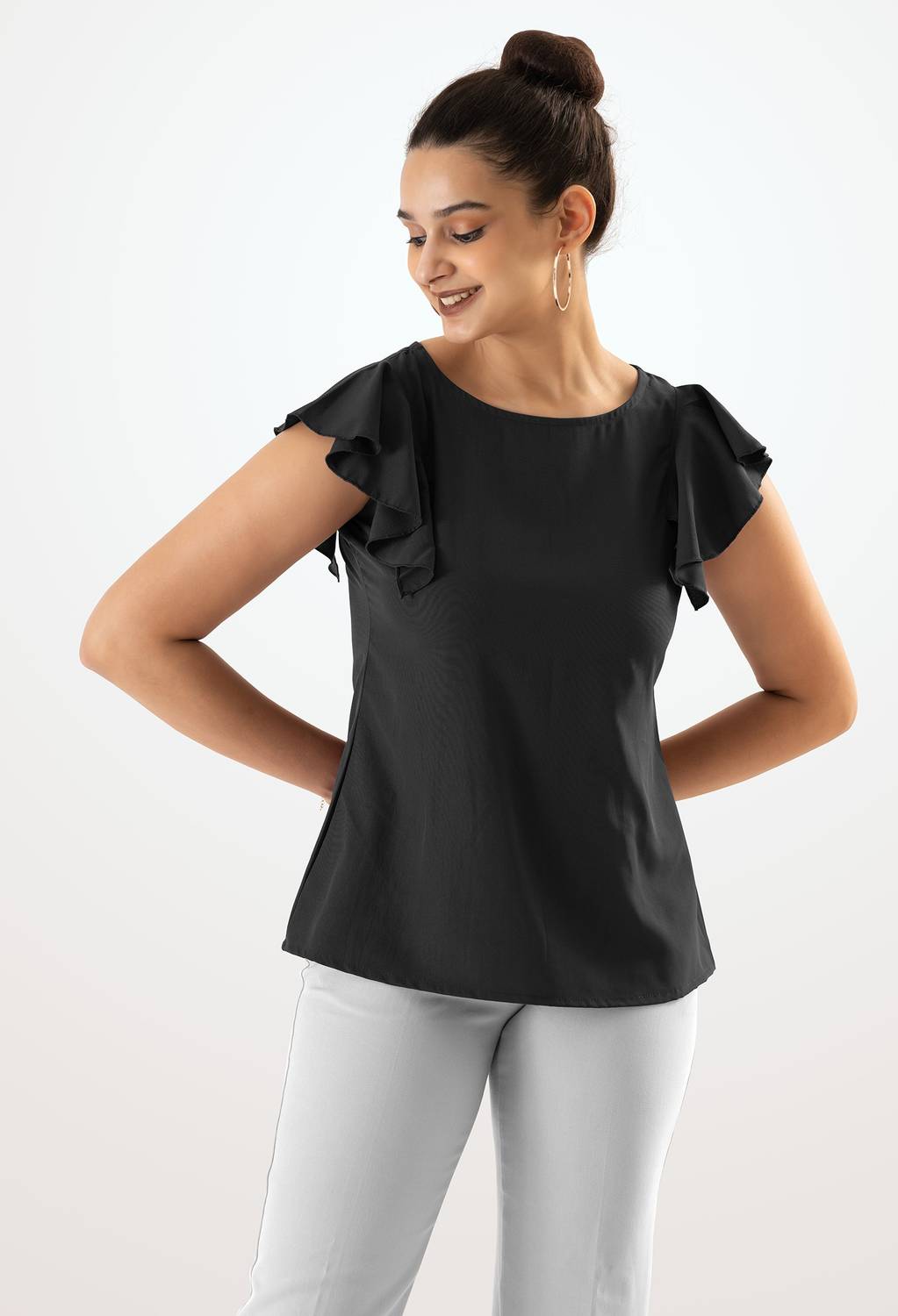 AASK Casual Printed Women Black Top