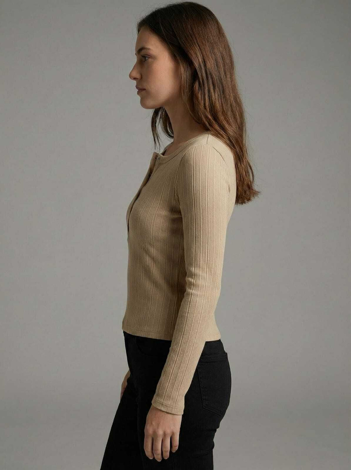 Image of HANG N HOLD Casual Self Design Women Beige Top
