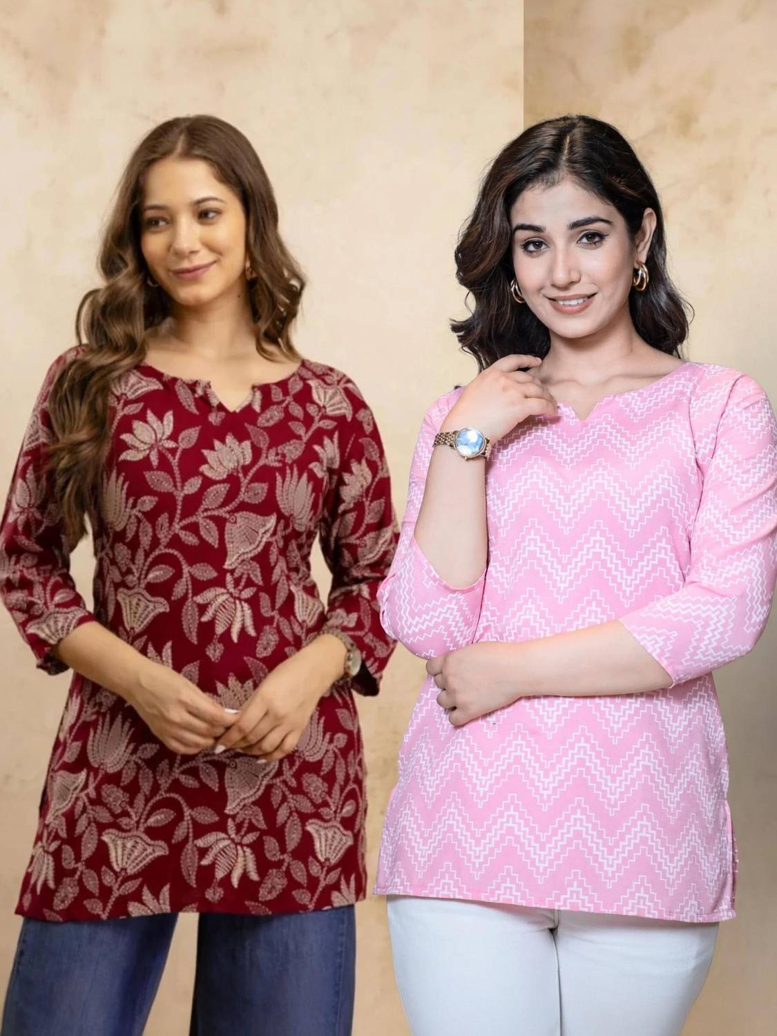Adnika collection Casual Floral Print Women Pink, Maroon Top