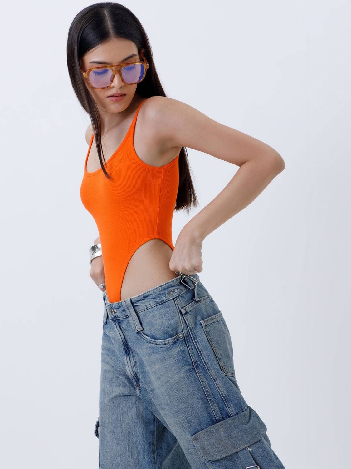 COLOR CAPITAL Casual Sleeveless Solid Women Orange Top