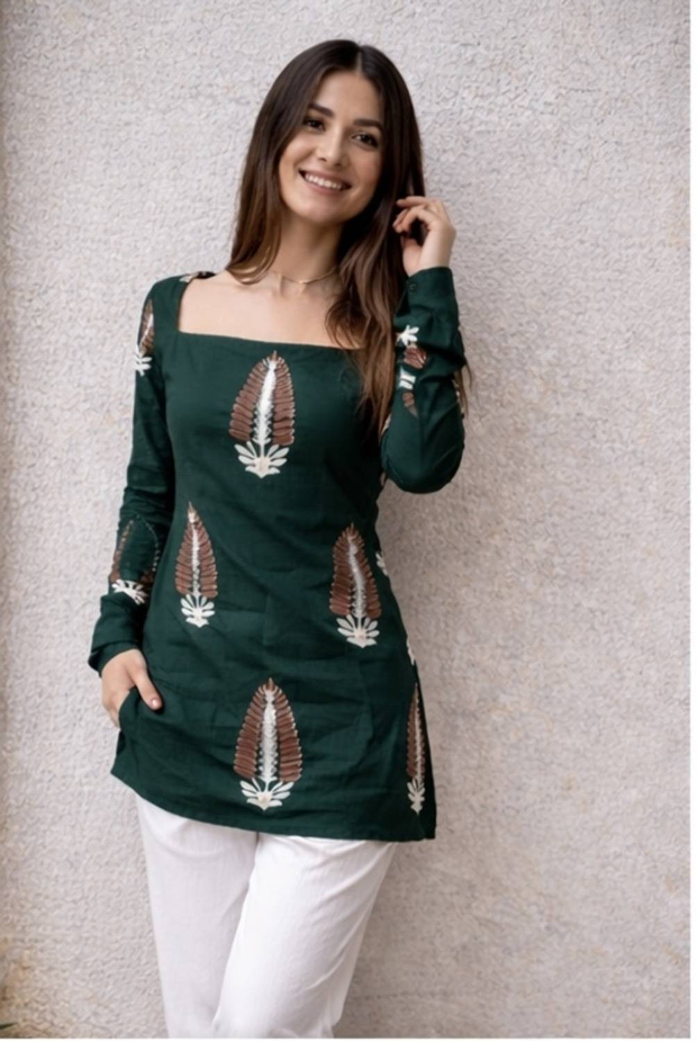 AKARI FASHIONS Party Printed Women Green Top