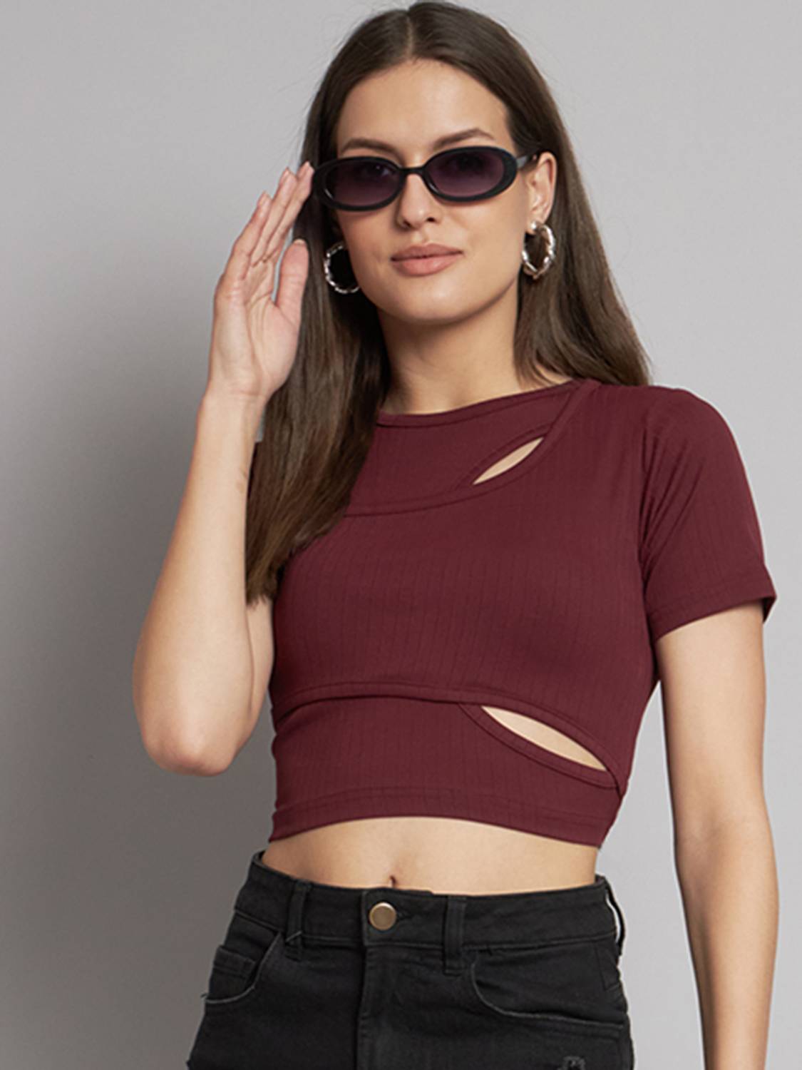 ADDYVERO Casual Solid Women Maroon Top