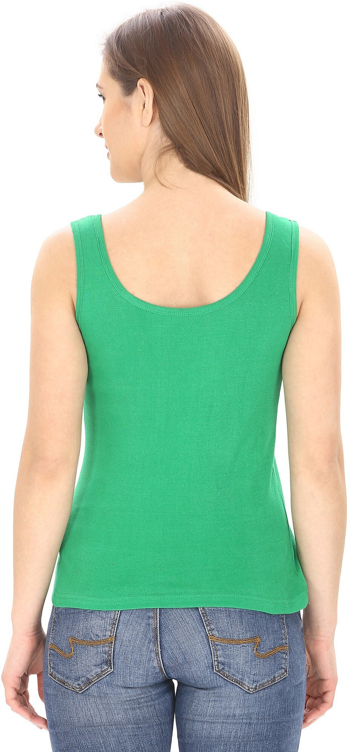 Image of CotiQ Casual Solid Women Green Top