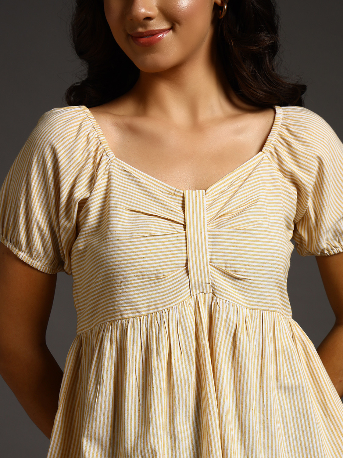 Image of BNS Casual Striped Women Yellow Top