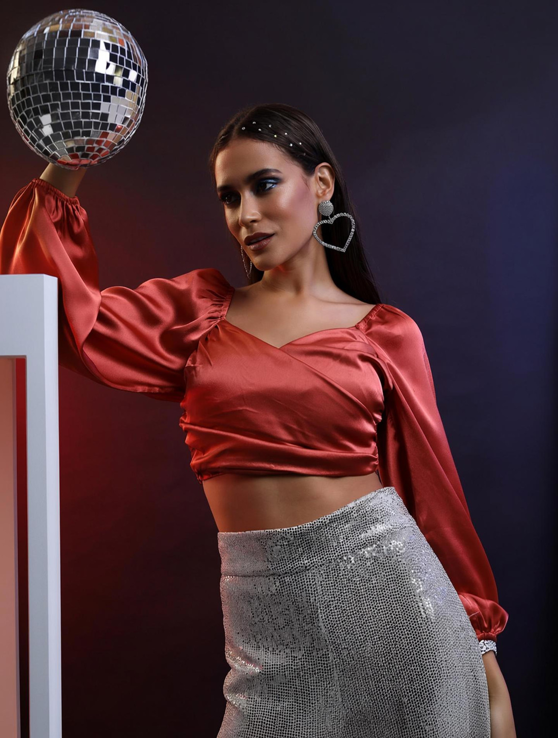 Image of Tokyo Talkies Party Solid Women Red Top