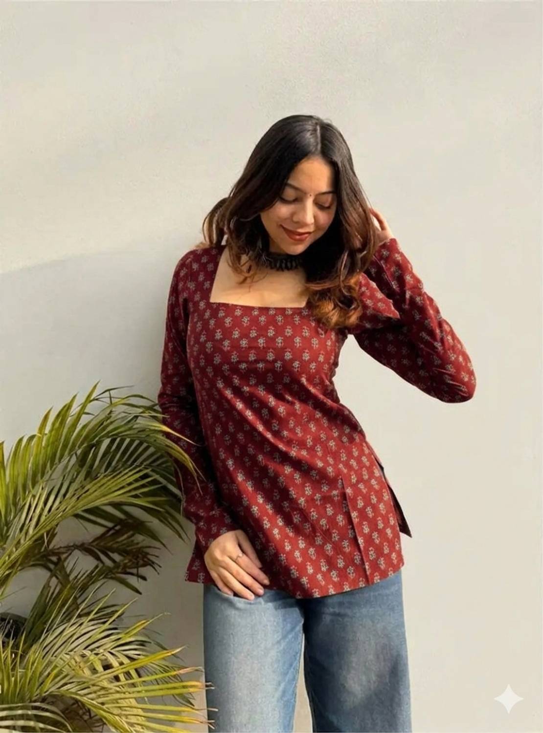 AIMCA Casual Printed, Ethnic Motifs Women Maroon Top