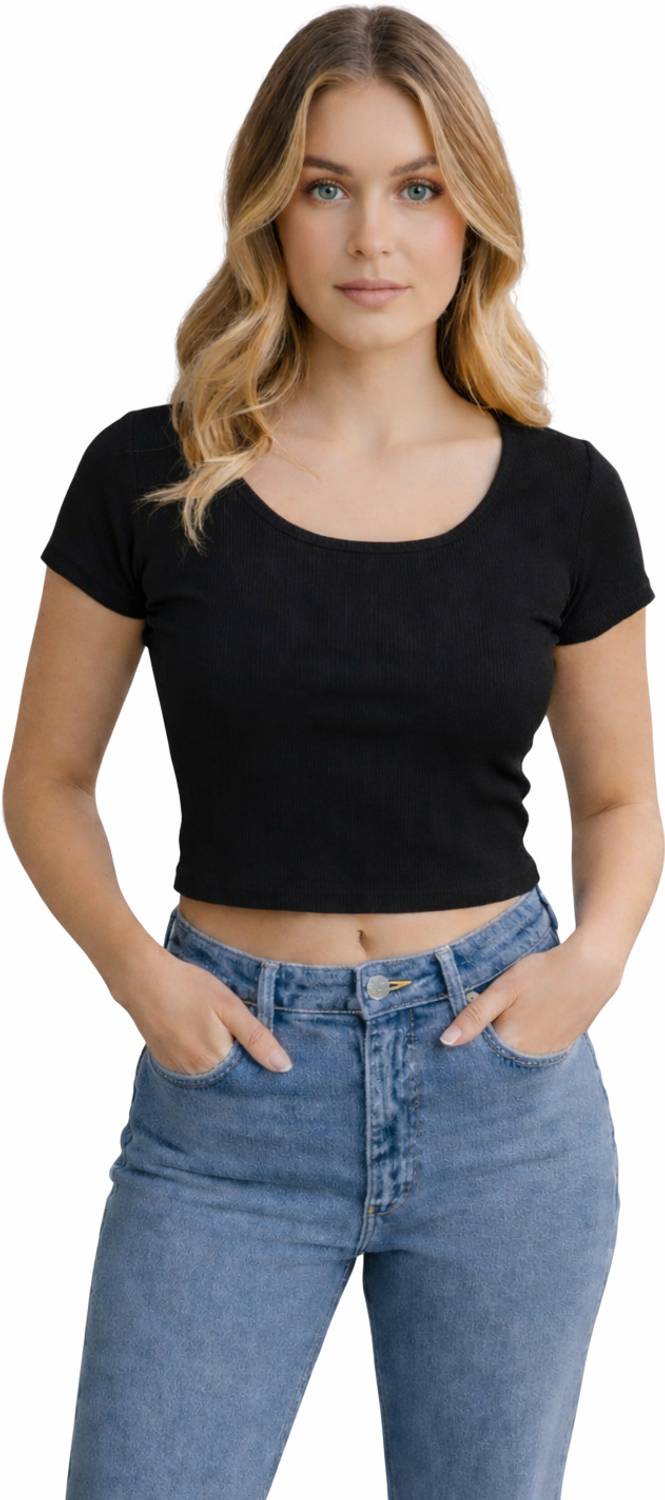 Aphe Fashion Casual Self Design, Solid Women Black Top