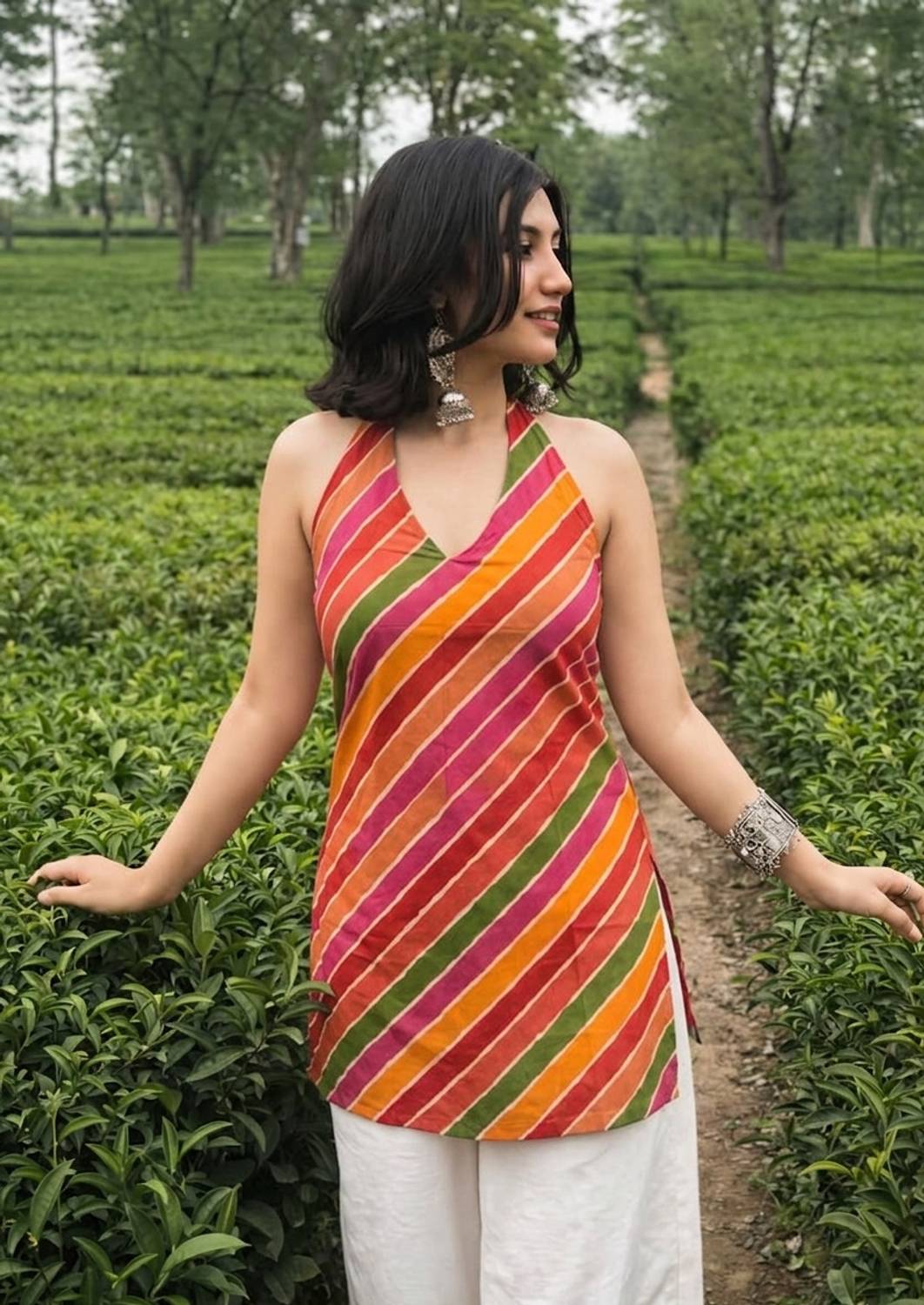 KRISHNASAKHI THE LABLE Casual Sleeveless Printed Women Multicolor Top