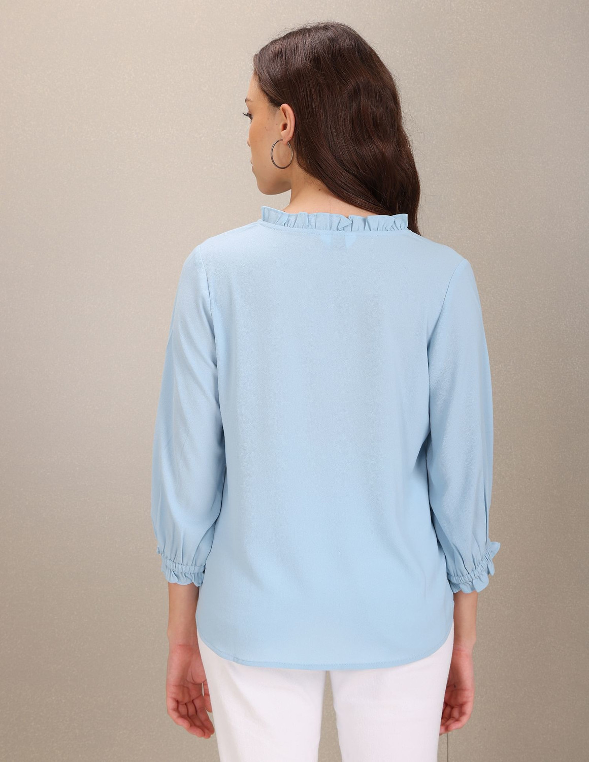 Image of U.S. POLO ASSN. Casual Solid Women Blue Top