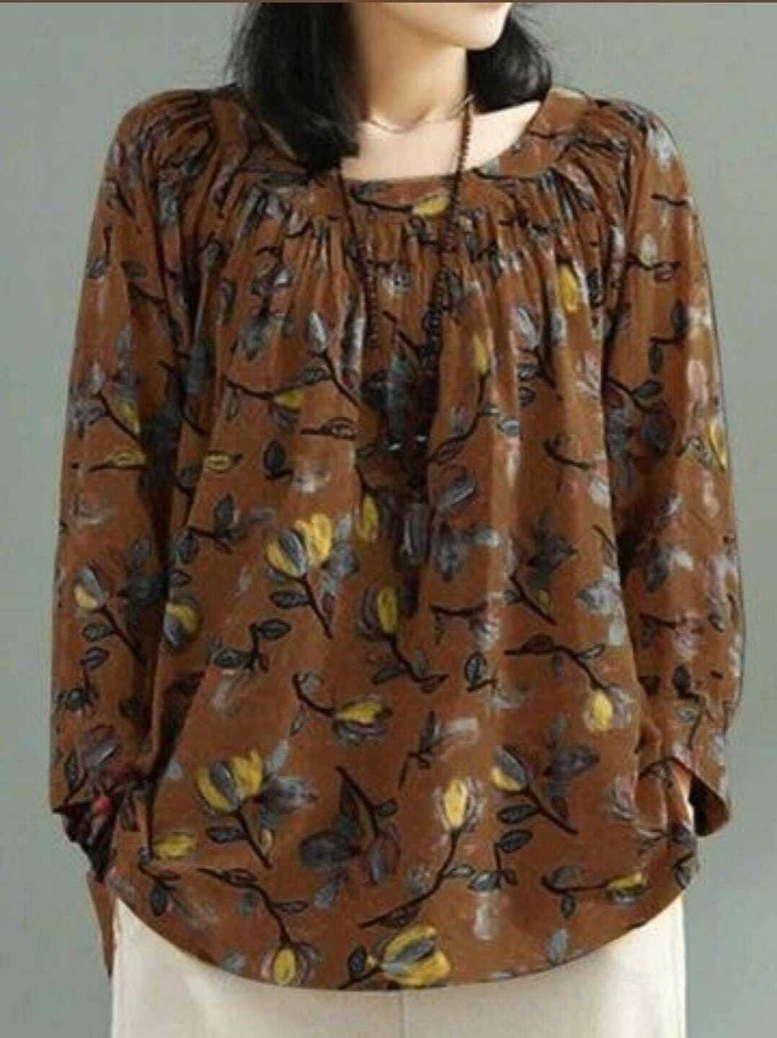 LADY ZOOM Party Printed Women Brown Top