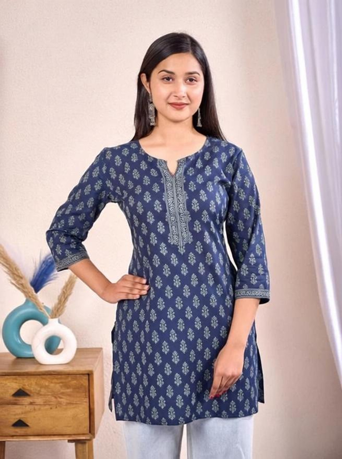 Image of SANGOURI Casual Printed Women Blue Top