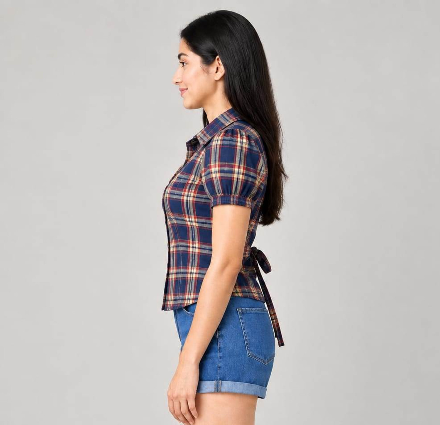 Image of HSINTERNATIOAL Casual Checkered Women Multicolor Top