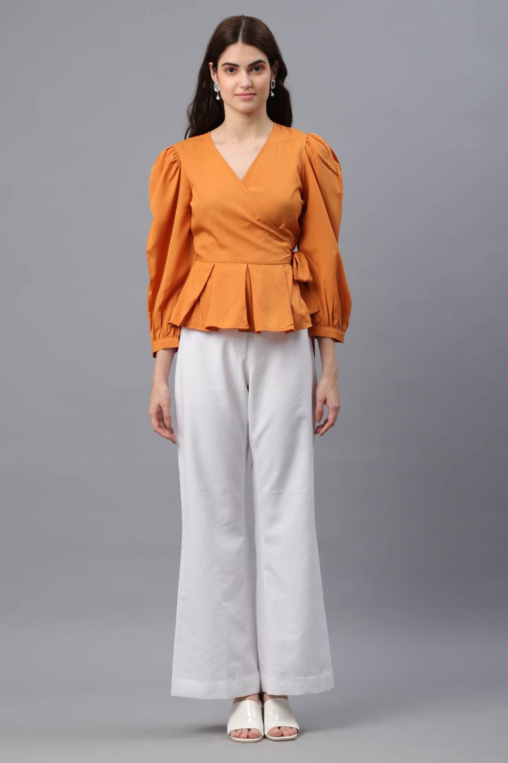 ADRIANA Party Solid Women Brown Top