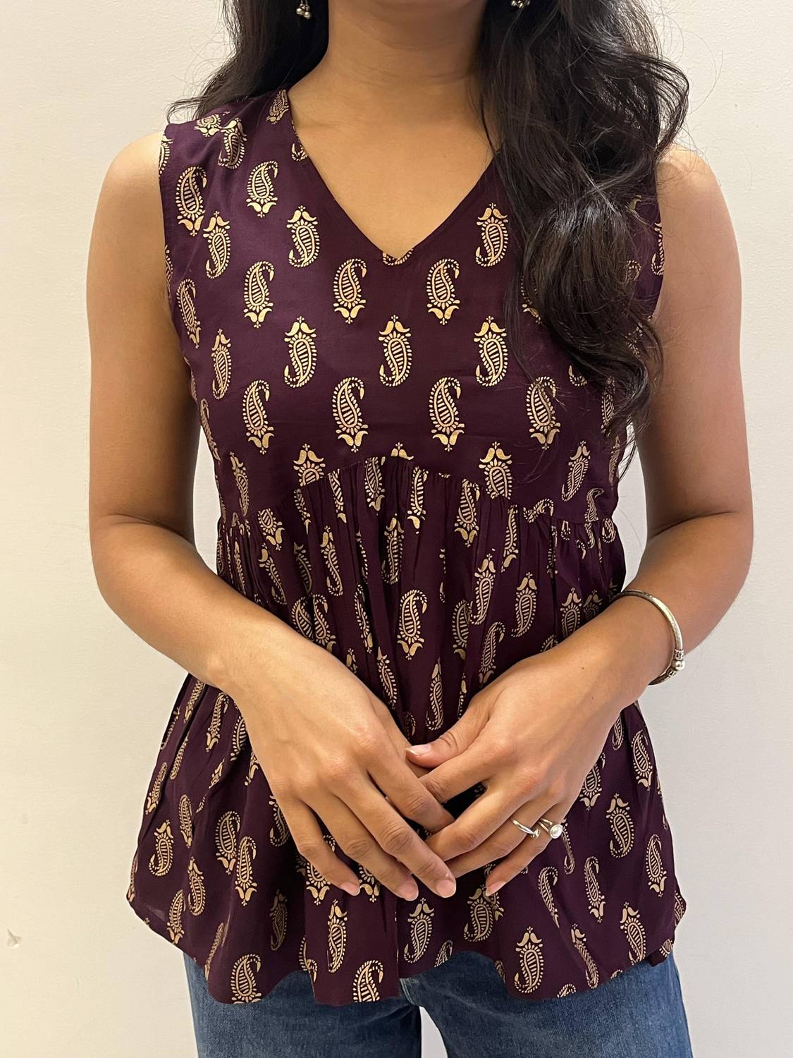 CELEBRAVO Casual Floral Print Women Maroon Top