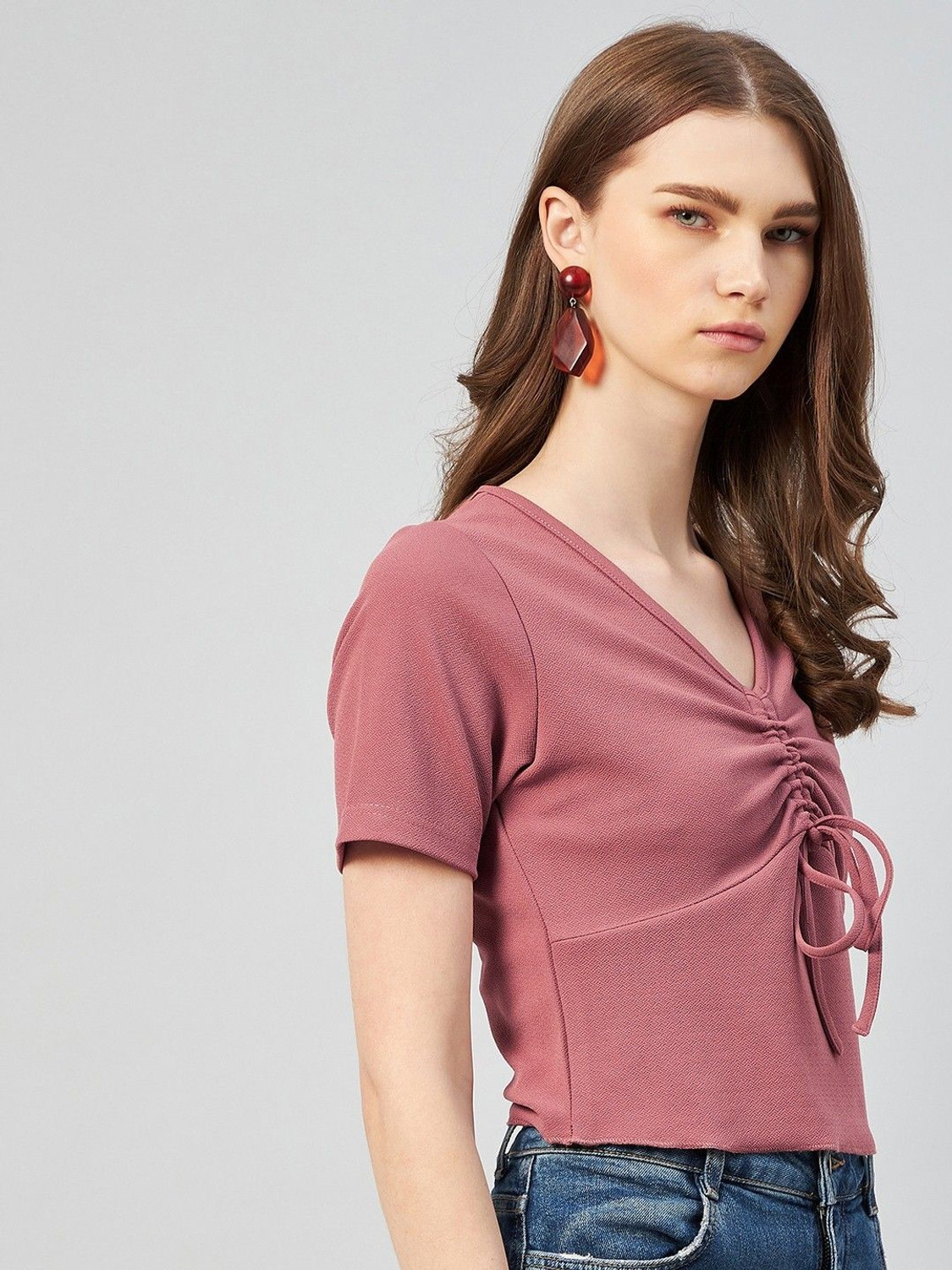 Image of RARE Casual Solid Women Pink Top