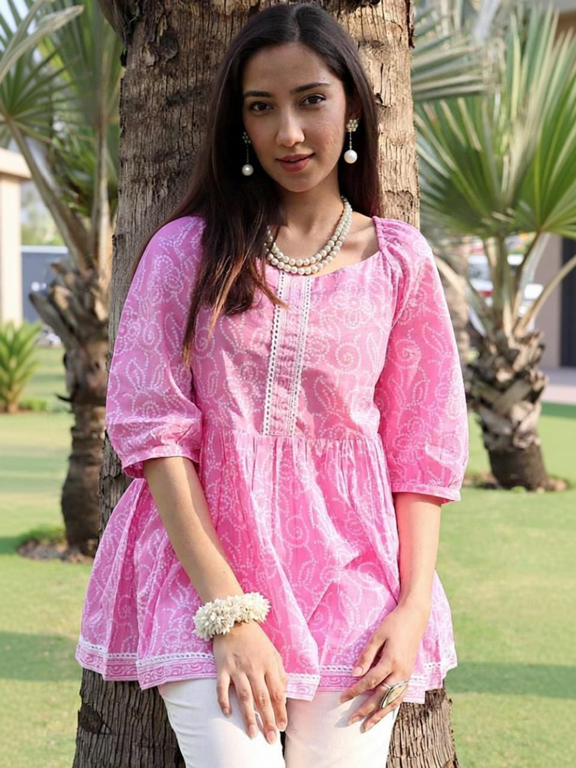 Image of PARI A1 Party Printed Women Pink Top